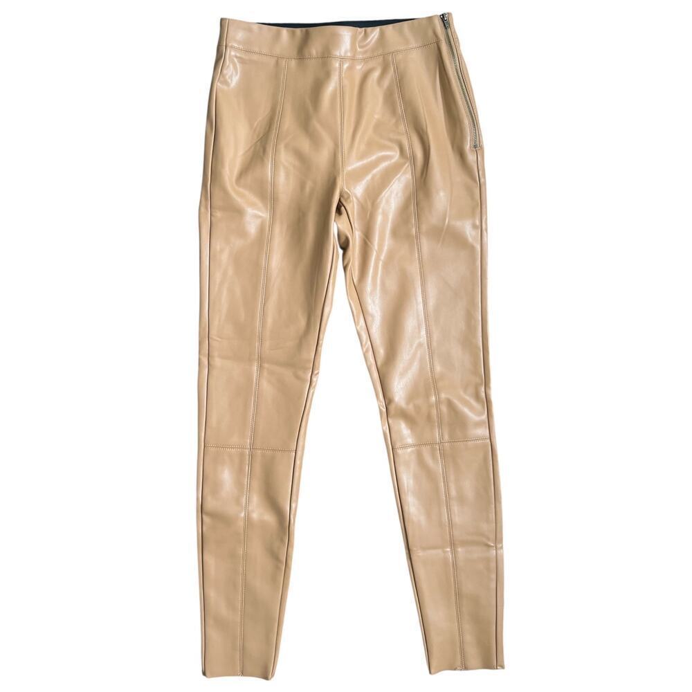 Topshop Faux Leather Tan Pants Size US 6
